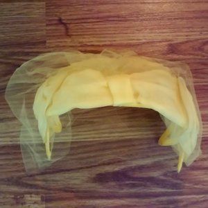 Vintage Women's Yellow Hat Nylon Like With Lace For Front or Back Perfect